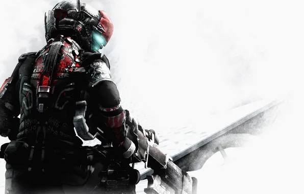Picture snow, weapons, the suit, Dead Space, Isaac Clarke