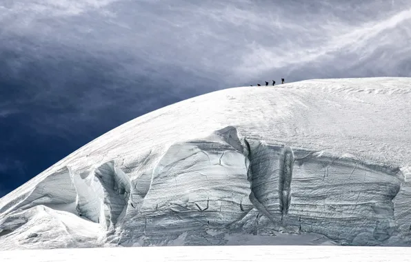 Picture snow, mountain, Descent from Punta Parrot