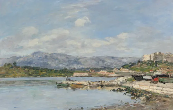 Landscape, picture, Eugene Boudin, Eugene Boudin, Antibes. Fort Carré