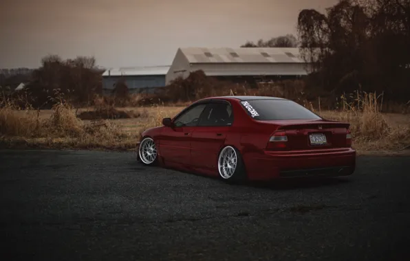 Tuning, red, Honda, Accord, red, Honda, chord, stance