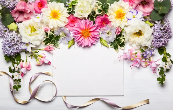 Flowers, tape, wood, pink, flowers, beautiful, composition, frame