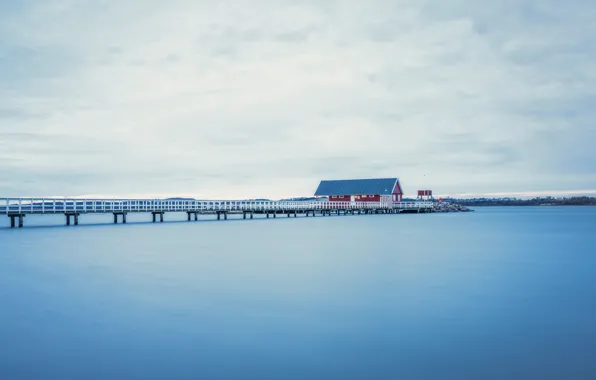 Water, The ocean, Bridge, Trees, Rock, House