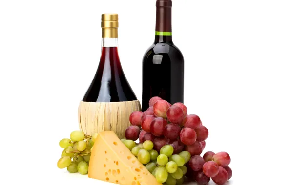 Picture wine, red, bottle, cheese, grapes, wine, grapes, cheese