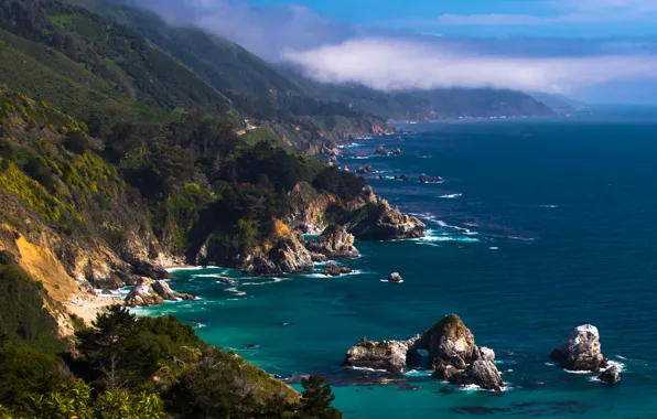 Sea, nature, photo, coast, USA, CA