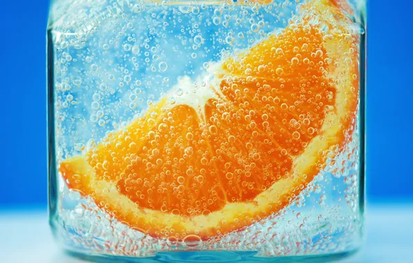 Ice, macro, glass, orange