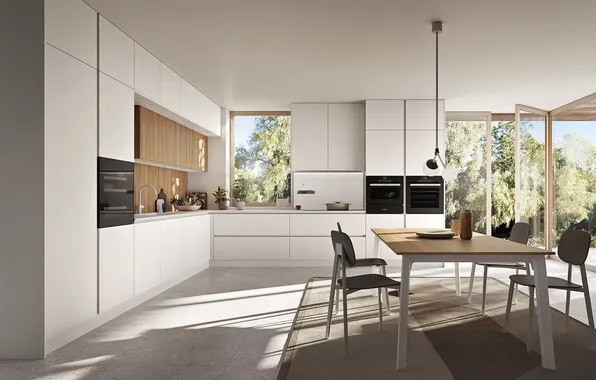 Style, Villa, interior, Italy, kitchen, dining room, dining area, Italian design