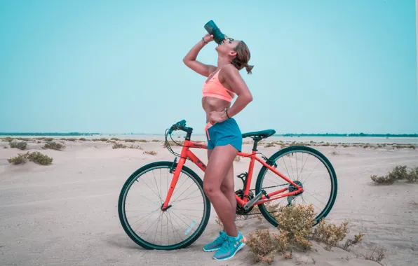 Picture bike, thirst, desert, bicycle, desert, Sands, sands, blue sky