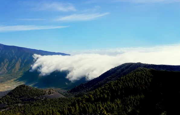 Picture clouds, mountains, hills, view, height, ridge