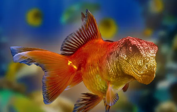 Blue, red, the ocean, smoke, fish, club, bar, music