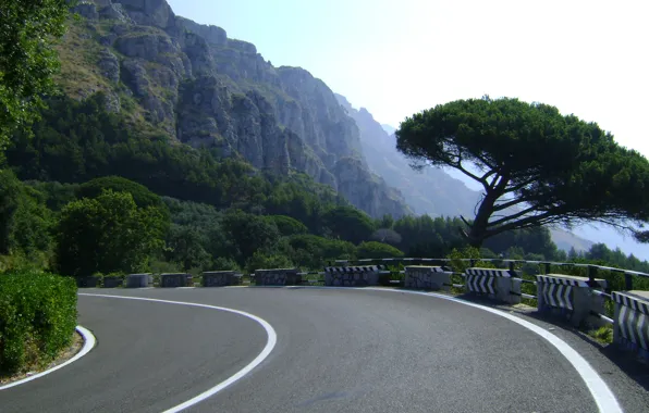 Road, the sky, mountains, nature, tree, mountain, track, beauty