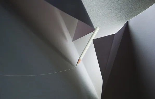 White, abstraction, paper, shadow, line, pencil, cardboard, gray tones