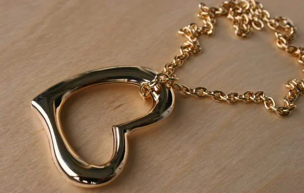 Gold, heart, pendant, chain, heart, suspension