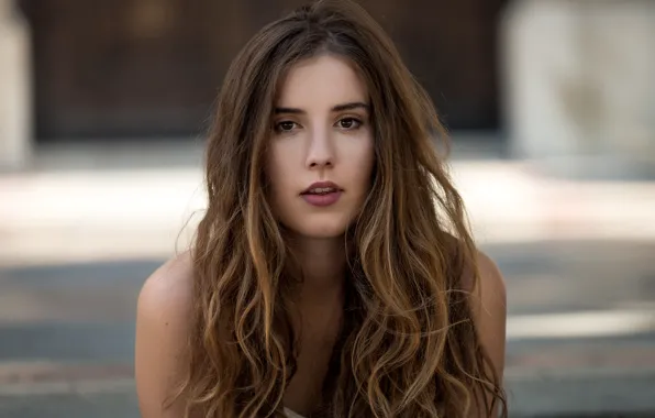 Look, model, portrait, makeup, hairstyle, brown hair, bokeh, Kornel Papp