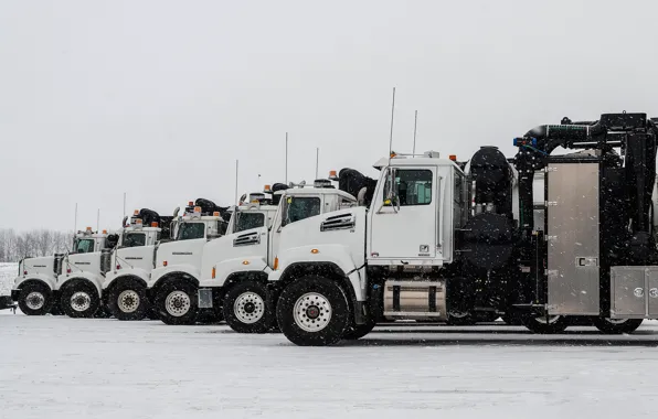 Snow, trucks, Parking, a number, Western Star