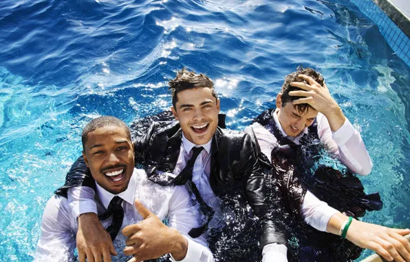 Picture pool, costume, shirt, actors, wet, Zac Efron, Zac Efron, Comedy