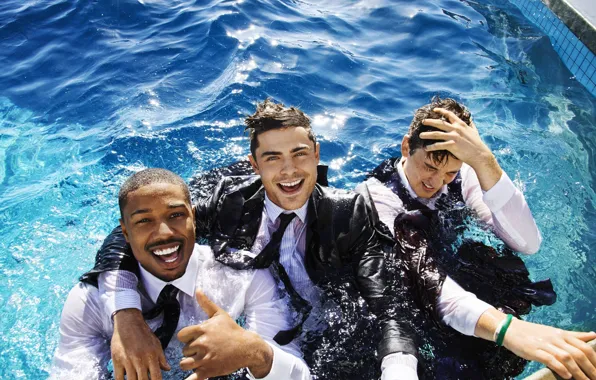 Pool, costume, shirt, actors, wet, Zac Efron, Zac Efron, Comedy