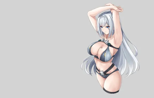 Girl, hot, long hair, boobs, stretch, anime, pretty, babe