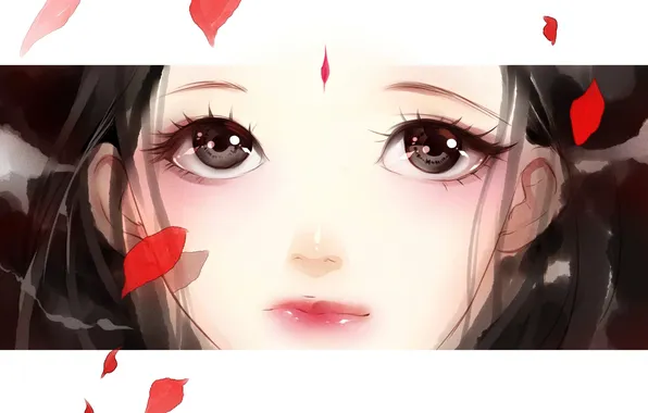 Picture close-up, Girl, petals