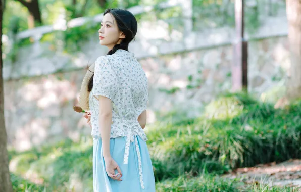 Beautiful, Asian, Model, Woman, Back, Hat, Cute, Behind