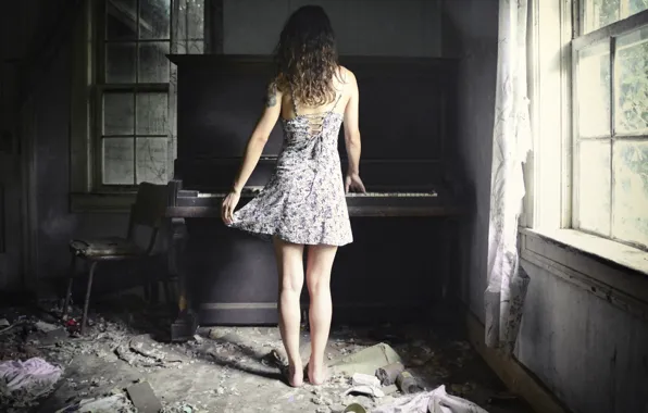 Girl, music, piano