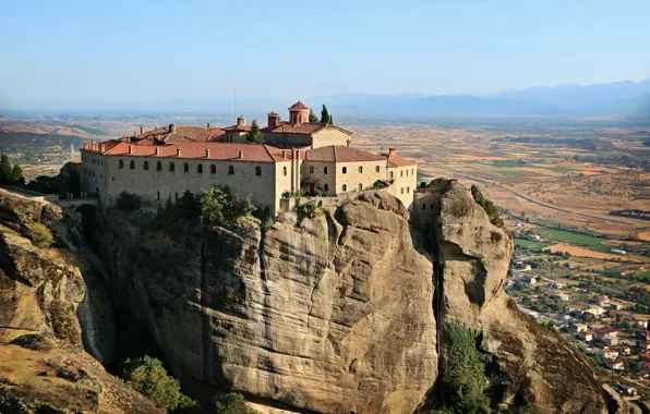 Sky, mountains, hills, castle, Greece, Highland