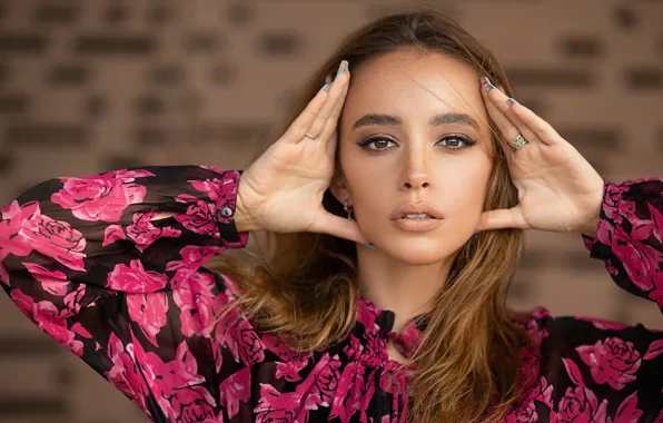 Look, girl, face, pose, portrait, hands, Janusz Żołnierczyk, Aleksandra Dobek