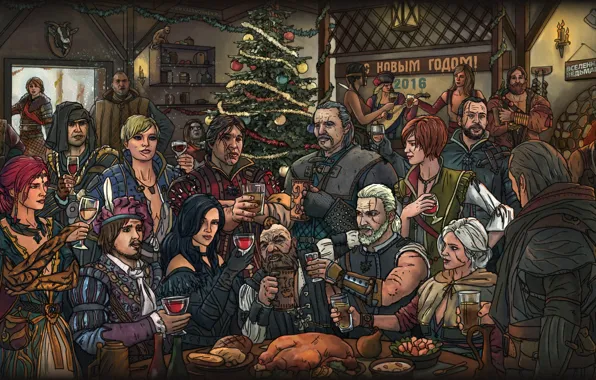 Picture new year, Geralt, The Witcher 3: Wild Hunt, Bianca, The Witcher 3, Zoltan, The Witcher …