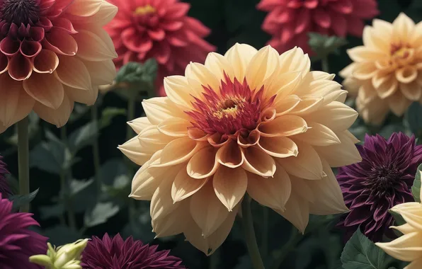 Flower, flowers, yellow, red, green, green, tenderness, figure