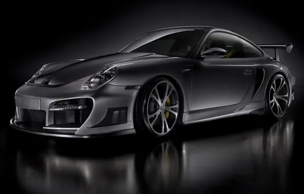 Picture grey, background, Porsche, spoiler, drives, super