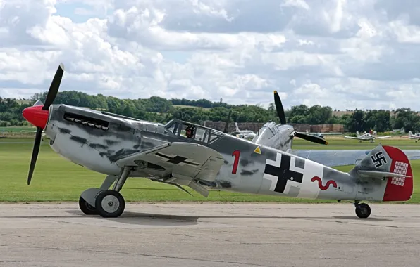 Picture Me-109, German, single-engine, WW2, Messerschmitt Bf.109, piston fighter
