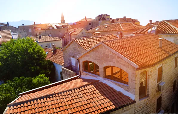 The city, Windows, beauty, roof, montenegro, Budva