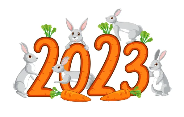 Graphics, hare, rabbit, figures, rabbits, white background, New year, rabbits