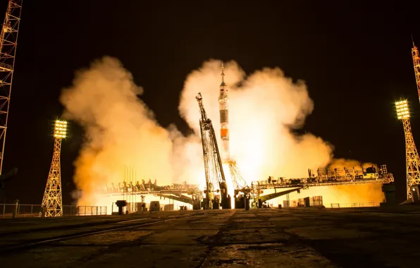 Picture NASA, start, Soyuz MS-08