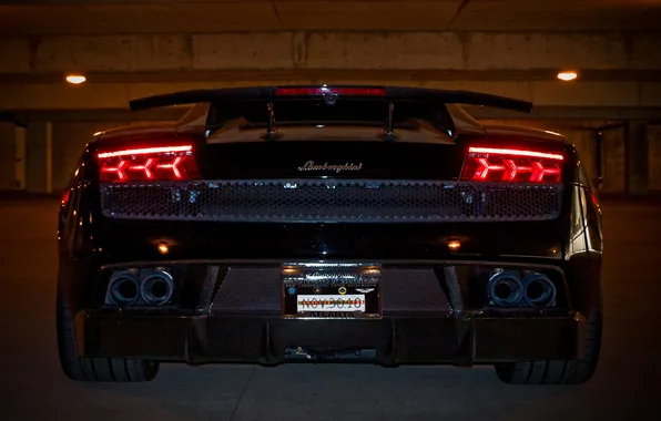 Picture lights, Lamborghini, black, Gallardo, back, Lamborghini, Gallardo, tail lights