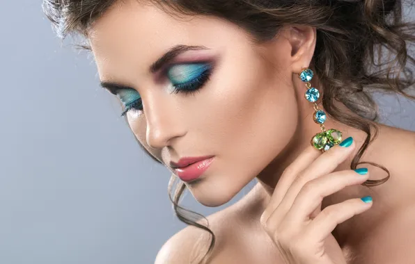 Girl, model, makeup, hairstyle, earrings, manicure, Sergejs Rahunoks, @ Yeko Photo Studio
