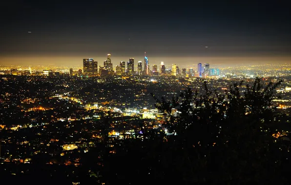 Night, lights, building, home, panorama, USA, America, Los Angeles