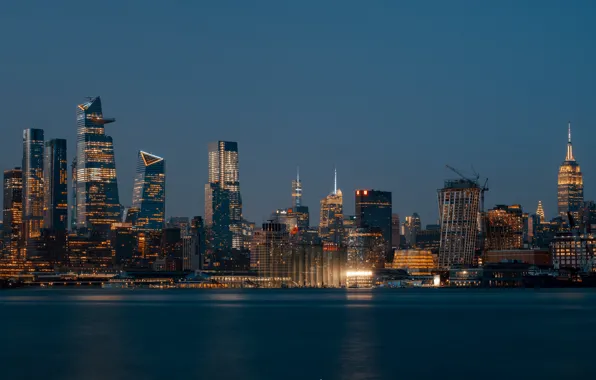 Picture water, night, city, the city, lights, reflection, building, home