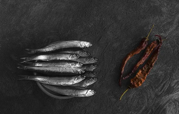 Picture treatment, fish, pepper