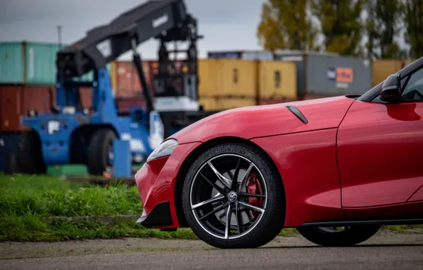 Picture red, coupe, wheel, Toyota, Supra, the front part, the fifth generation, mk5