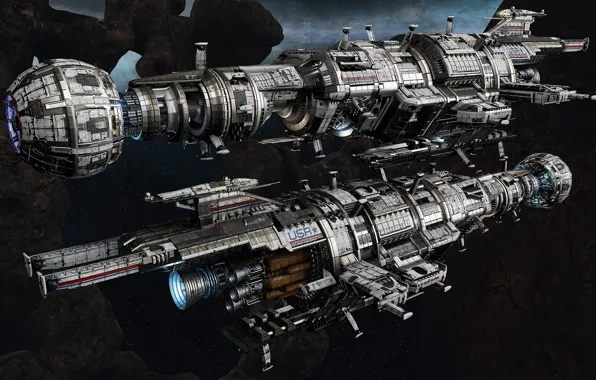 Space, ships, stars, Fractured Space, USR Assassin