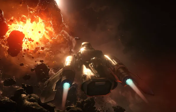Picture space, the explosion, starship, Star Citizen, Freelancer