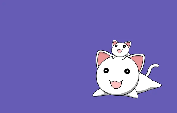 Cat, smile, background, lilac, cats, minimalism, Anime, two