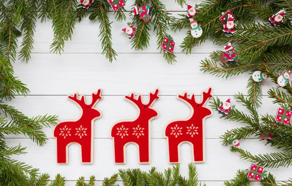 Branches, toys, ate, Christmas, decoration, christmas, deer, figures