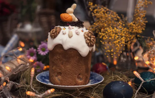 Walnut, Easter, cake, glaze