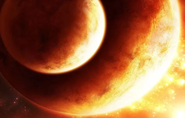 Space, fire, planet