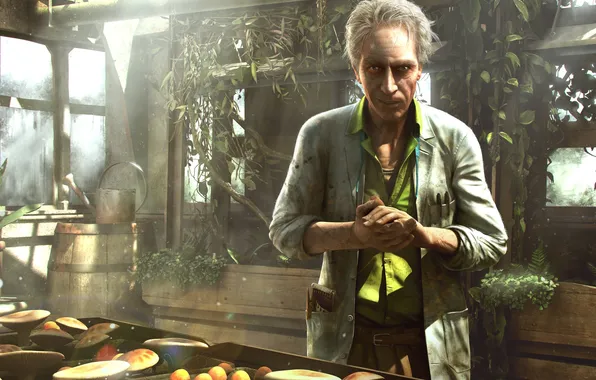 Picture mushrooms, plant, garden, the old man, barrel, scientist, far cry 3