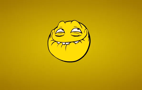 Yellow, minimalism, smile, Trollface, trollface, The face of a Troll