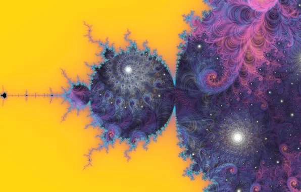 Purple, yellow, abstraction, background, lilac, pattern, spiral, fractal