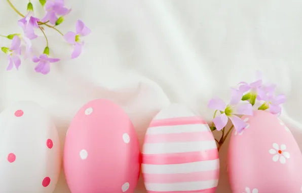 Flowers, Easter, pink, flowers, spring, Easter, eggs, decoration