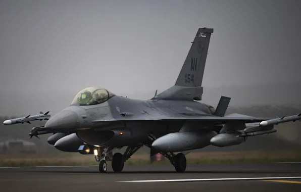 UNITED STATES AIR FORCE, General Dynamics F-16 Fighting Falcon, the fourth generation fighter, American multifunctional …